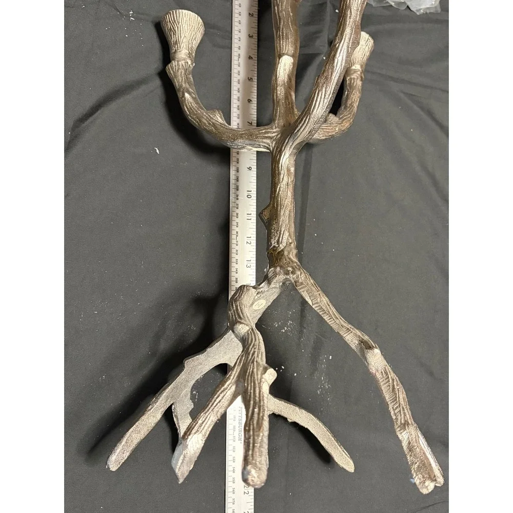 Crate & Barrel Branch Cast Aluminum Silver Branch Candelabra 22